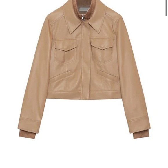 NWT$495 SIMKHAI Becka Boxy Zip-front Vegan Faux Leather Jacket Sz XL - Picture 6 of 8